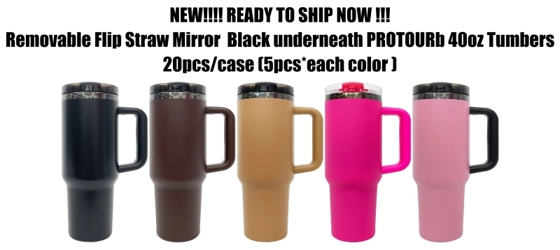 20 Pack USA Warehouse 40oz Black Plate Protour Lid Quencher Tumblers 40 oz Stainless Steel Cup for Laser Engraving