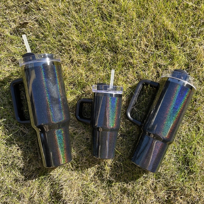20 25 Pack USA Warehouse14oz/30oz/40oz Midnight Glitz Black Mirror Holographic Shimmer Quencher Tumblers for Laser Engraving