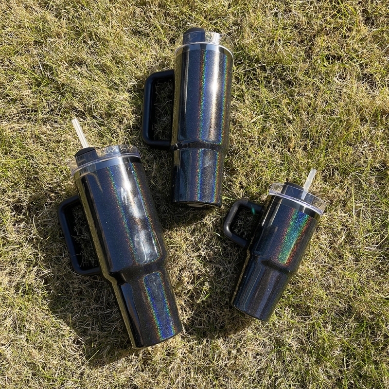 20 25 Pack USA Warehouse14oz/30oz/40oz Midnight Glitz Black Mirror Holographic Shimmer Quencher Tumblers for Laser Engraving