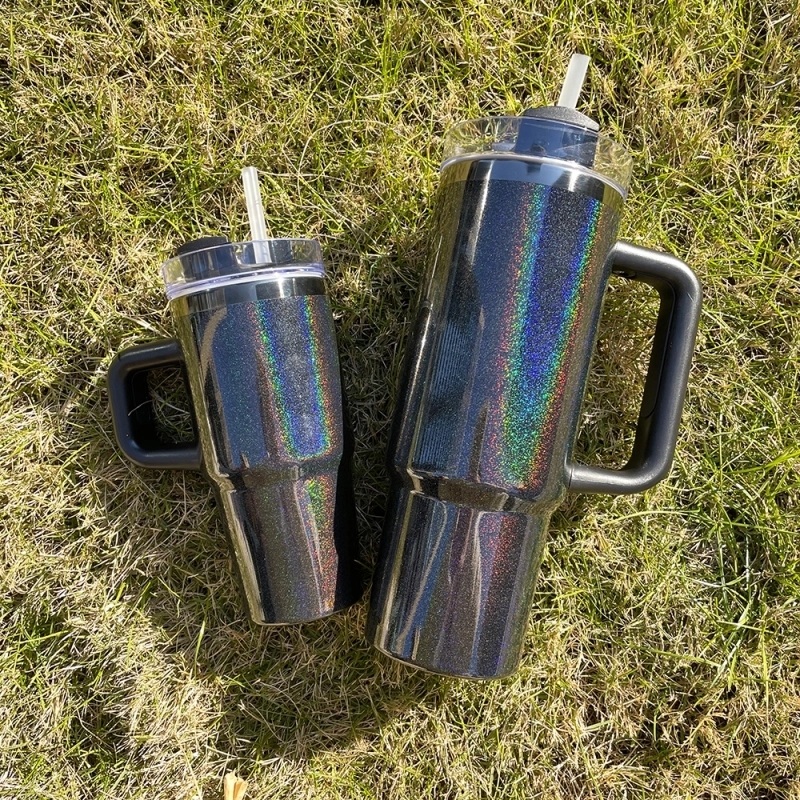 20 25 Pack USA Warehouse14oz/30oz/40oz Midnight Glitz Black Mirror Holographic Shimmer Quencher Tumblers for Laser Engraving