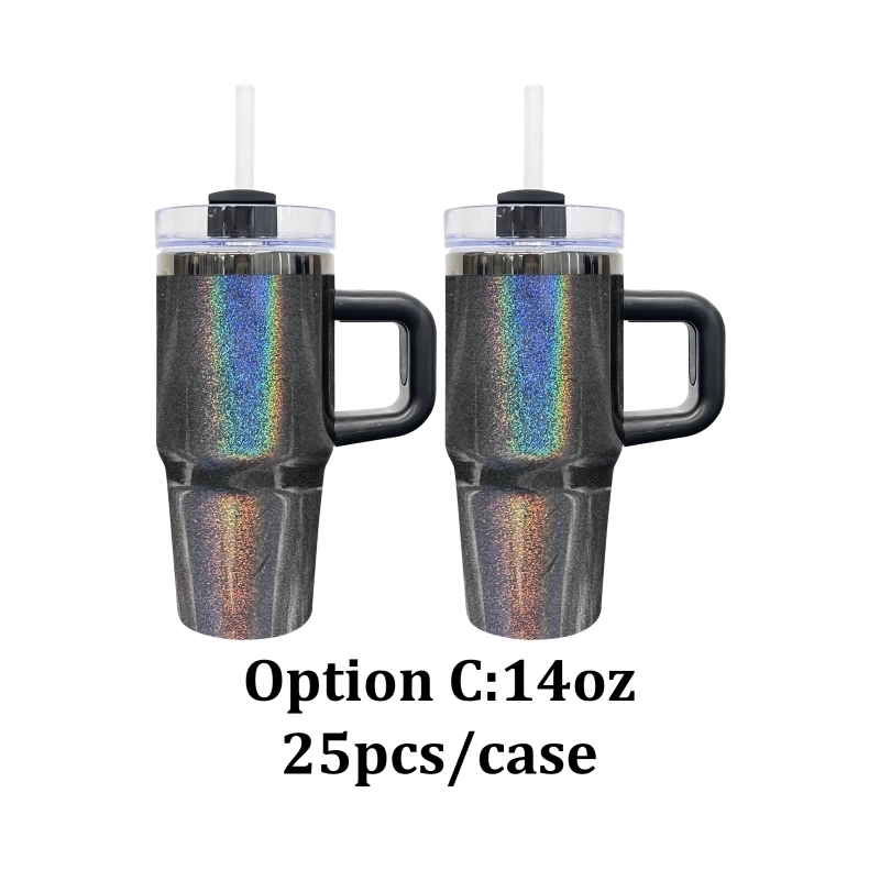 20 25 Pack USA Warehouse14oz/30oz/40oz Midnight Glitz Black Mirror Holographic Shimmer Quencher Tumblers for Laser Engraving