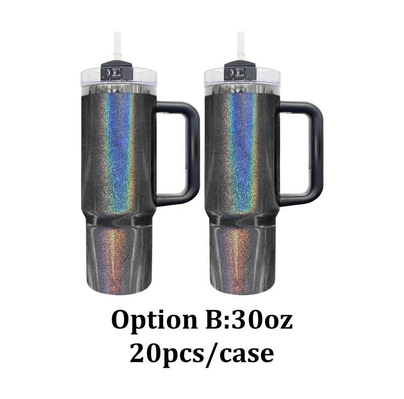 20 25 Pack USA Warehouse14oz/30oz/40oz Midnight Glitz Black Mirror Holographic Shimmer Quencher Tumblers for Laser Engraving