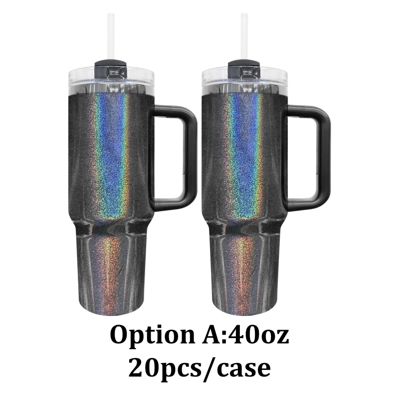 20 25 Pack USA Warehouse14oz/30oz/40oz Midnight Glitz Black Mirror Holographic Shimmer Quencher Tumblers for Laser Engraving
