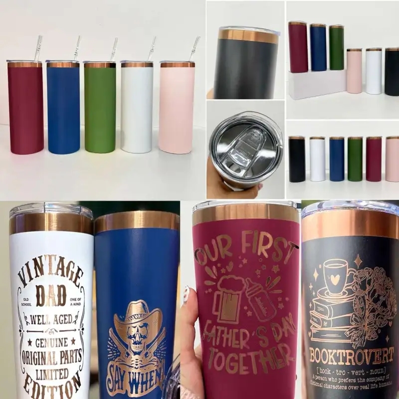 25 Pack USA Warehouse Copper Plated 20oz Straight Stainless Steel Tumbler for Laser Engraving