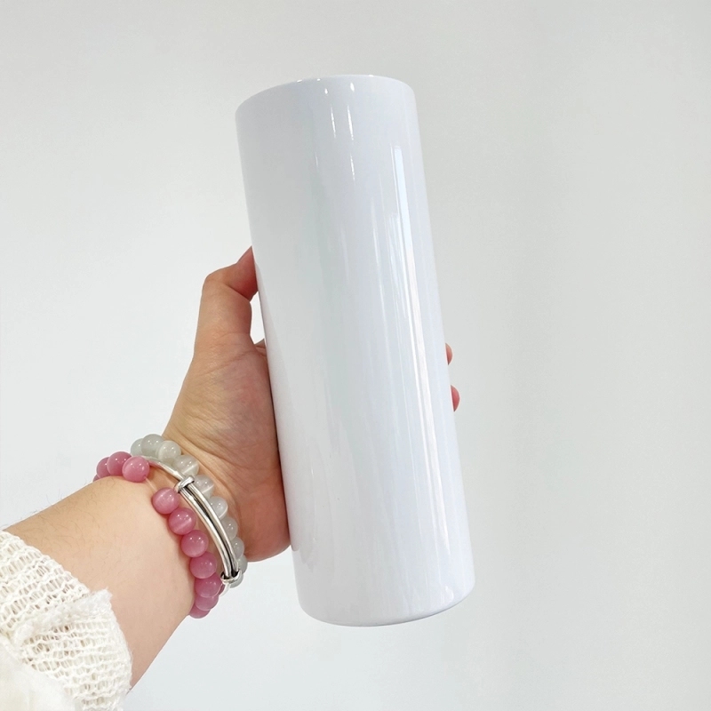 25 Pack USA Warehouse SGST2001 20oz Blank Sublimation White Stainless Steel Straight Dual Lids Tumbler With Handle Lid And Slide Lid
