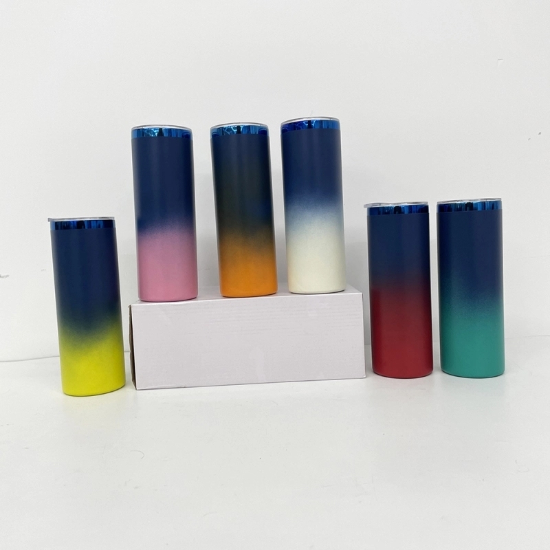 25 Pack USA Warehouse Mirror Blue Plated Underneath 20oz Straight Stainless Steel Tumbler for Laser Engraving