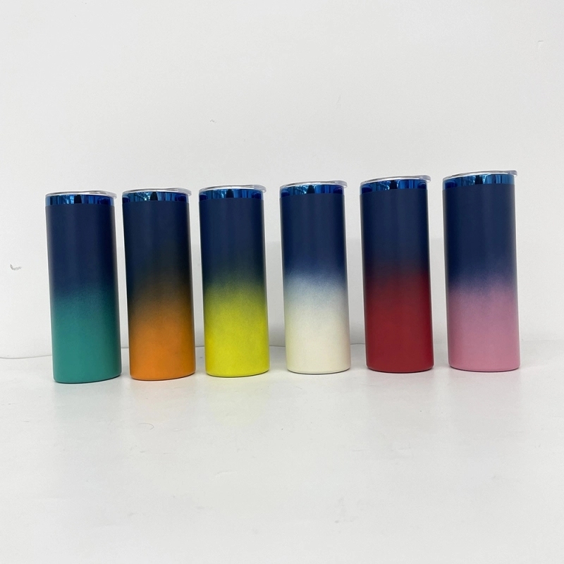 25 Pack USA Warehouse Mirror Blue Plated Underneath 20oz Straight Stainless Steel Tumbler for Laser Engraving