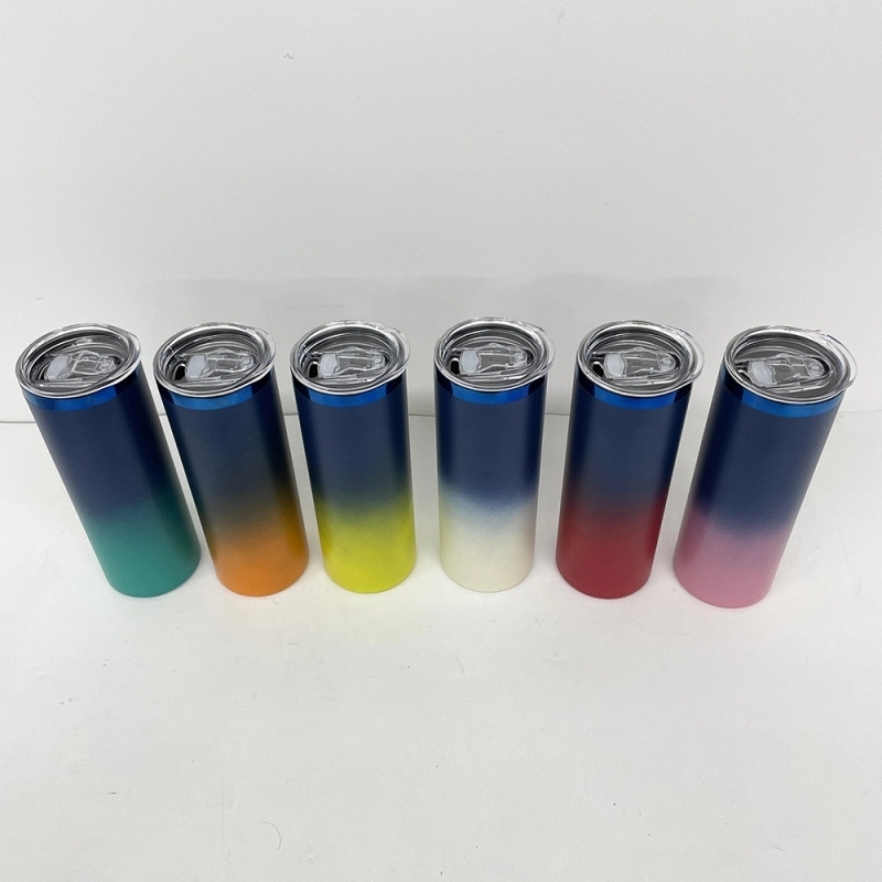 25 Pack USA Warehouse Mirror Blue Plated Underneath 20oz Straight Stainless Steel Tumbler for Laser Engraving