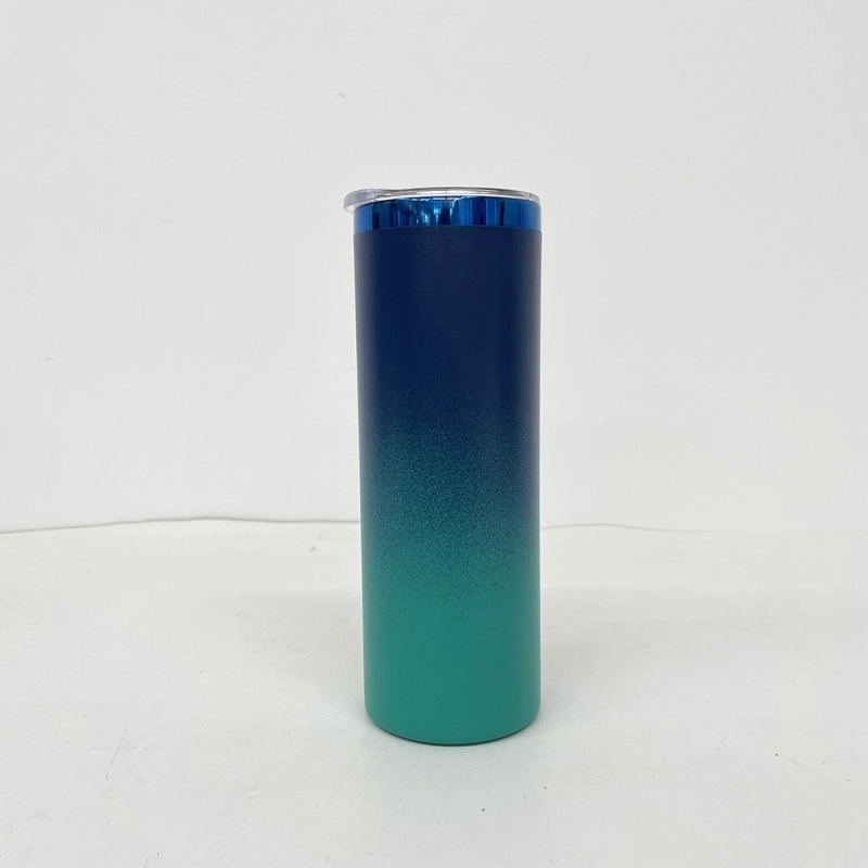25 Pack USA Warehouse Mirror Blue Plated Underneath 20oz Straight Stainless Steel Tumbler for Laser Engraving