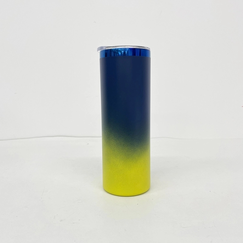 25 Pack USA Warehouse Mirror Blue Plated Underneath 20oz Straight Stainless Steel Tumbler for Laser Engraving