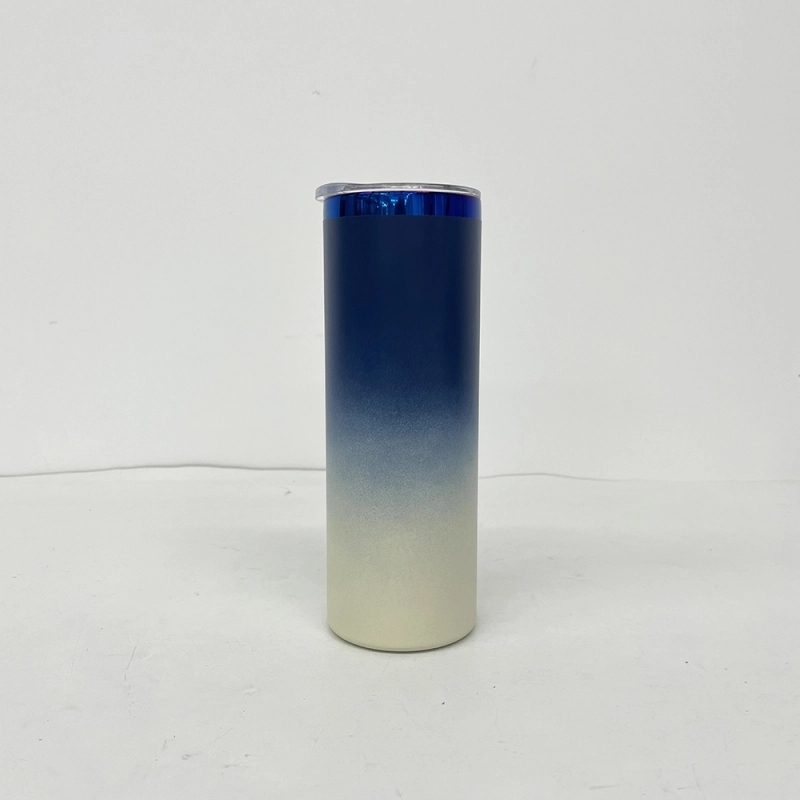 25 Pack USA Warehouse Mirror Blue Plated Underneath 20oz Straight Stainless Steel Tumbler for Laser Engraving