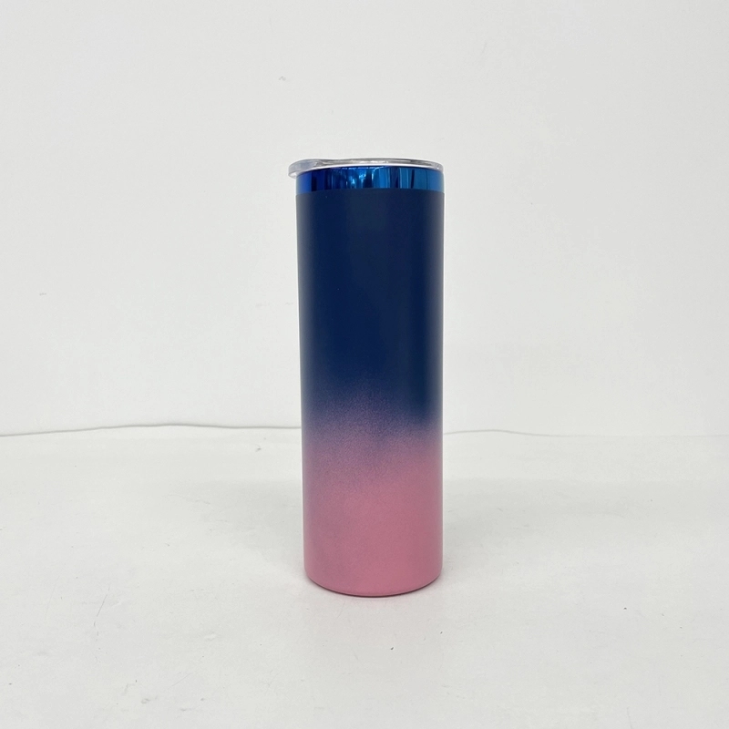 25 Pack USA Warehouse Mirror Blue Plated Underneath 20oz Straight Stainless Steel Tumbler for Laser Engraving