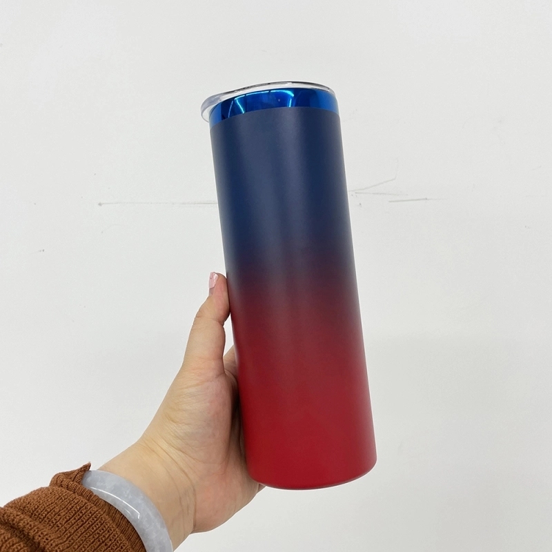 25 Pack USA Warehouse Mirror Blue Plated Underneath 20oz Straight Stainless Steel Tumbler for Laser Engraving