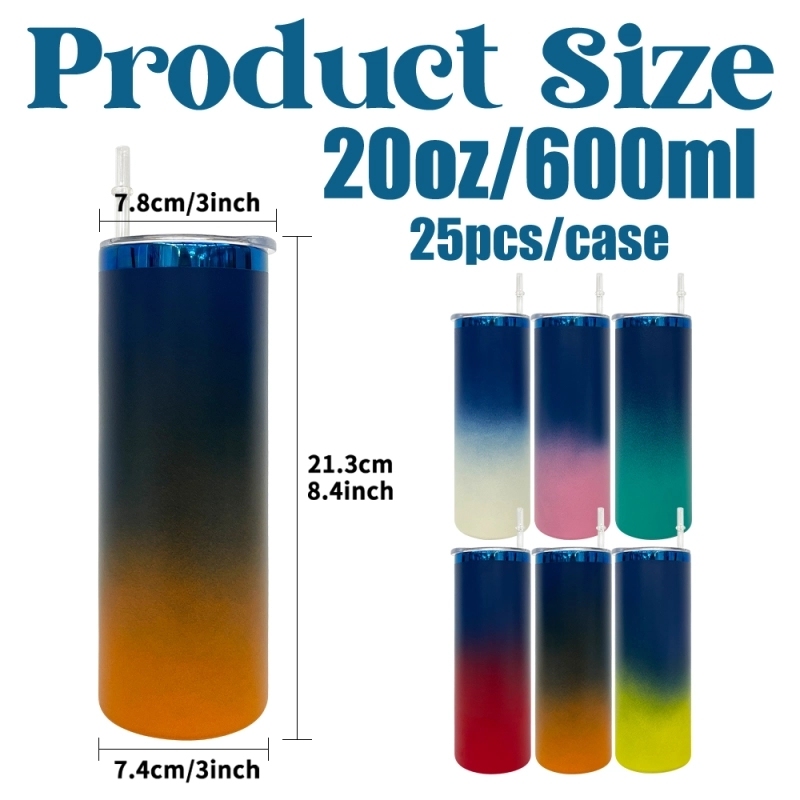 25 Pack USA Warehouse Mirror Blue Plated Underneath 20oz Straight Stainless Steel Tumbler for Laser Engraving