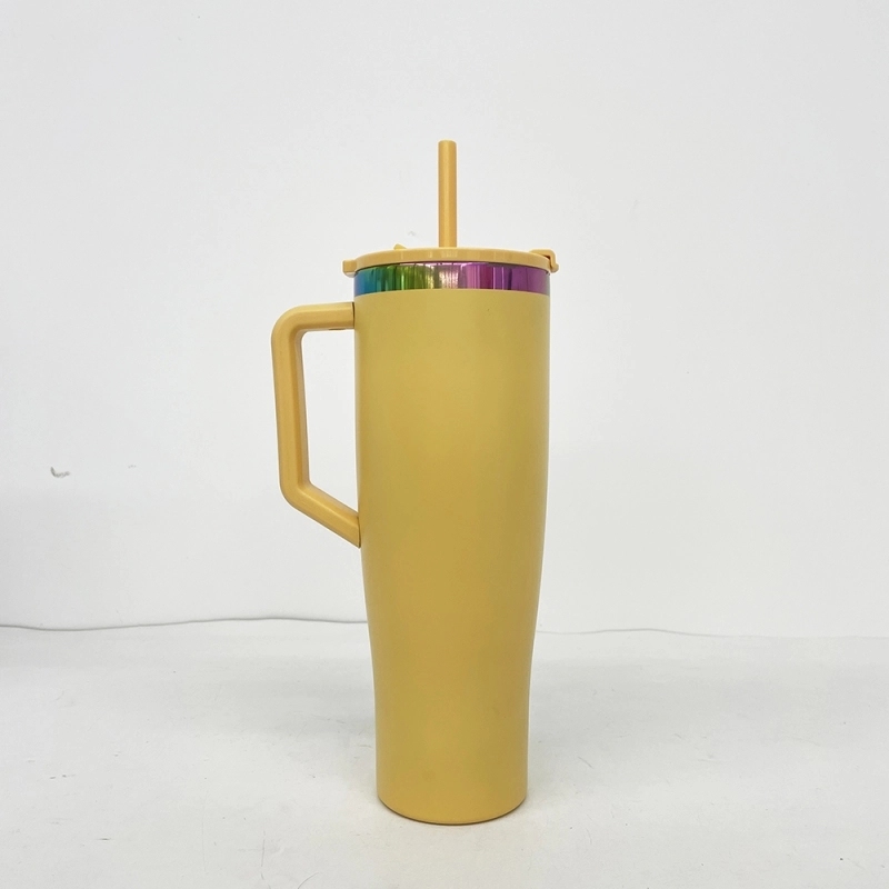 20 Pack USA Warehouse NEW STYLE Curved 40oz Tumbler 40 oz Stainless Steel Cup with Rainbow Underneath for Laser Engraving