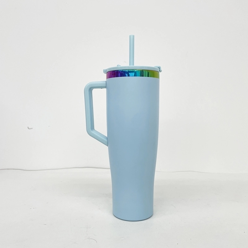 20 Pack USA Warehouse NEW STYLE Curved 40oz Tumbler 40 oz Stainless Steel Cup with Rainbow Underneath for Laser Engraving