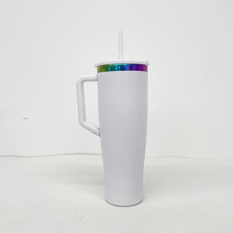 20 Pack USA Warehouse NEW STYLE Curved 40oz Tumbler 40 oz Stainless Steel Cup with Rainbow Underneath for Laser Engraving