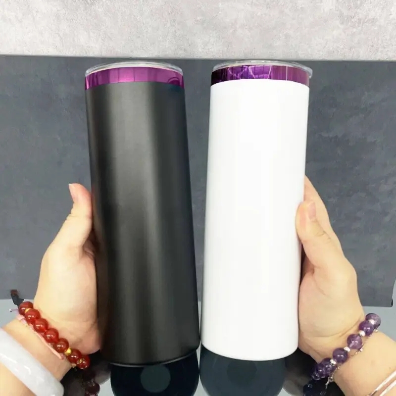 25 Pack USA Warehouse 20oz Mirror Purple Plate Powder Coat Straight Skinny Tumblers 20 oz Stainless Steel Cup for Laser Engraving