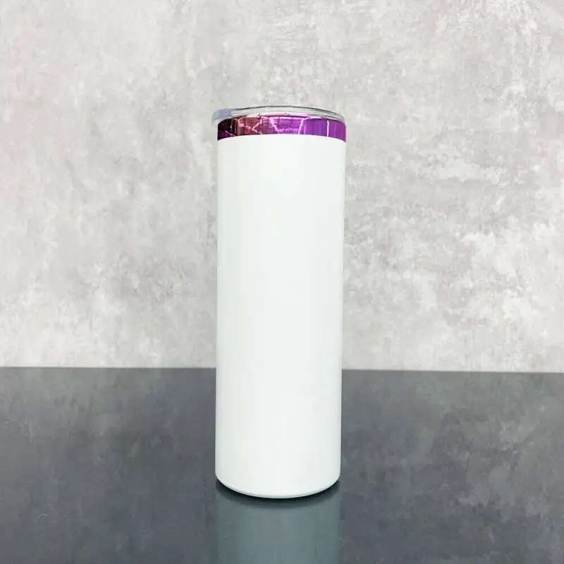 25 Pack USA Warehouse 20oz Mirror Purple Plate Powder Coat Straight Skinny Tumblers 20 oz Stainless Steel Cup for Laser Engraving