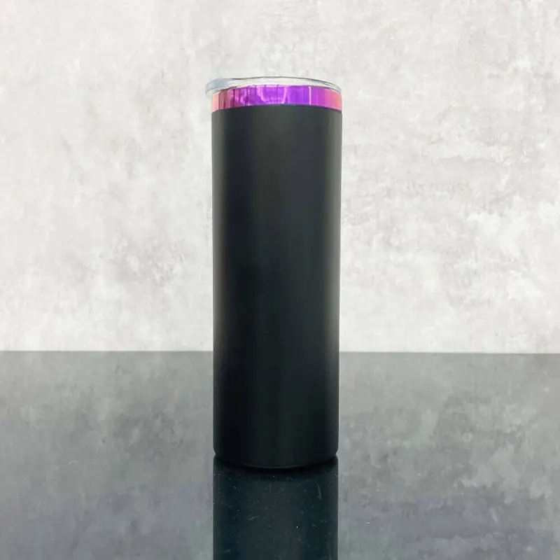 25 Pack USA Warehouse 20oz Mirror Purple Plate Powder Coat Straight Skinny Tumblers 20 oz Stainless Steel Cup for Laser Engraving