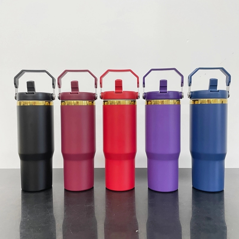 20 Pack USA Warehouse 30oz Mirror Gold Plated Flip Straw Tumblers 30 oz Stainless Steel Cup for Laser Engraving Double Wall Power Coated Water Bottles