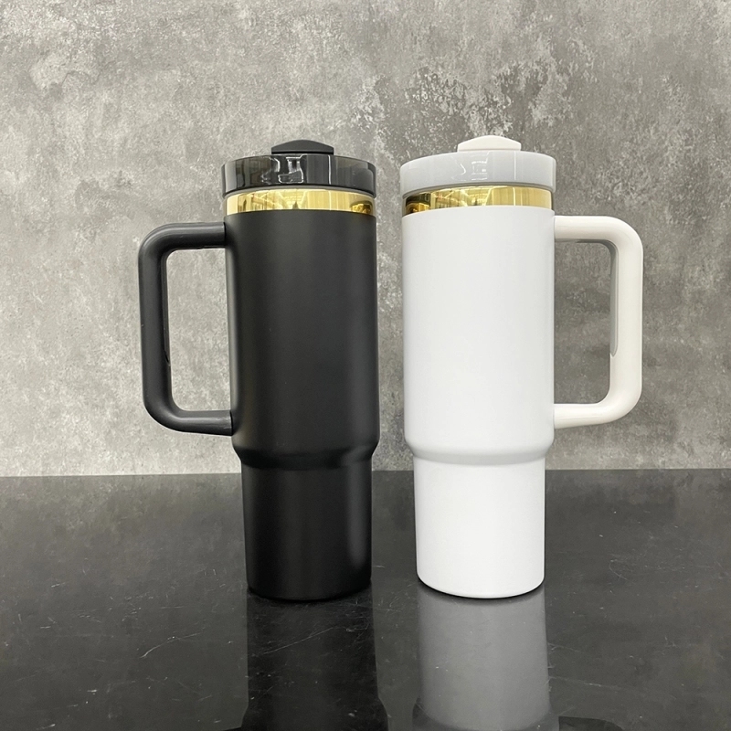 20 Pack USA Warehouse Black White 30oz Mirror Gold Underneath Quencher Tumbler 30 oz Stainless Steel Cup for Laser Engraving