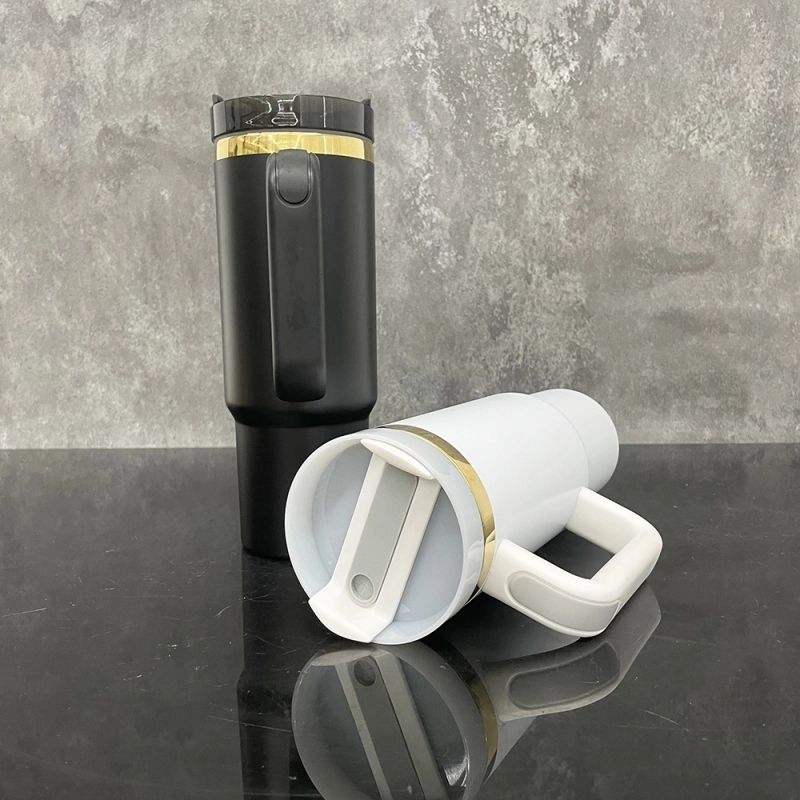 20 Pack USA Warehouse Black White 30oz Mirror Gold Underneath Quencher Tumbler 30 oz Stainless Steel Cup for Laser Engraving
