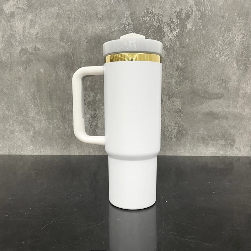 20 Pack USA Warehouse Black White 30oz Mirror Gold Underneath Quencher Tumbler 30 oz Stainless Steel Cup for Laser Engraving