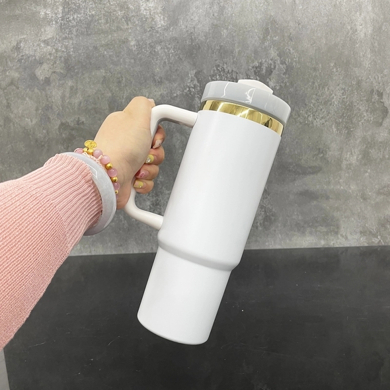 20 Pack USA Warehouse Black White 30oz Mirror Gold Underneath Quencher Tumbler 30 oz Stainless Steel Cup for Laser Engraving