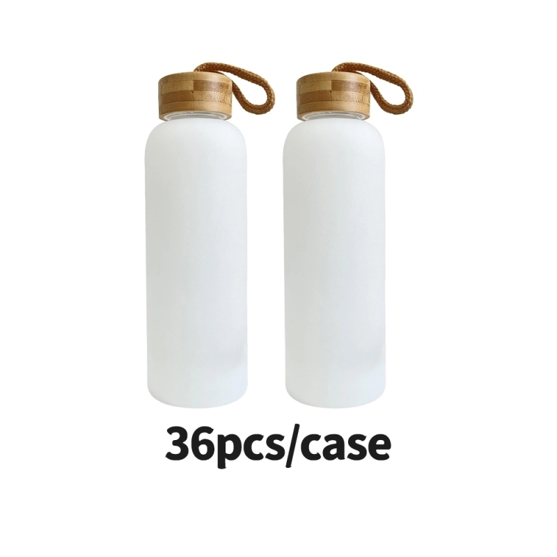 36 Pack 20oz USA Warehouse Blank Sublimation White Color Glass Water Bottle With Bamboo Lid And Rope Sold by Case