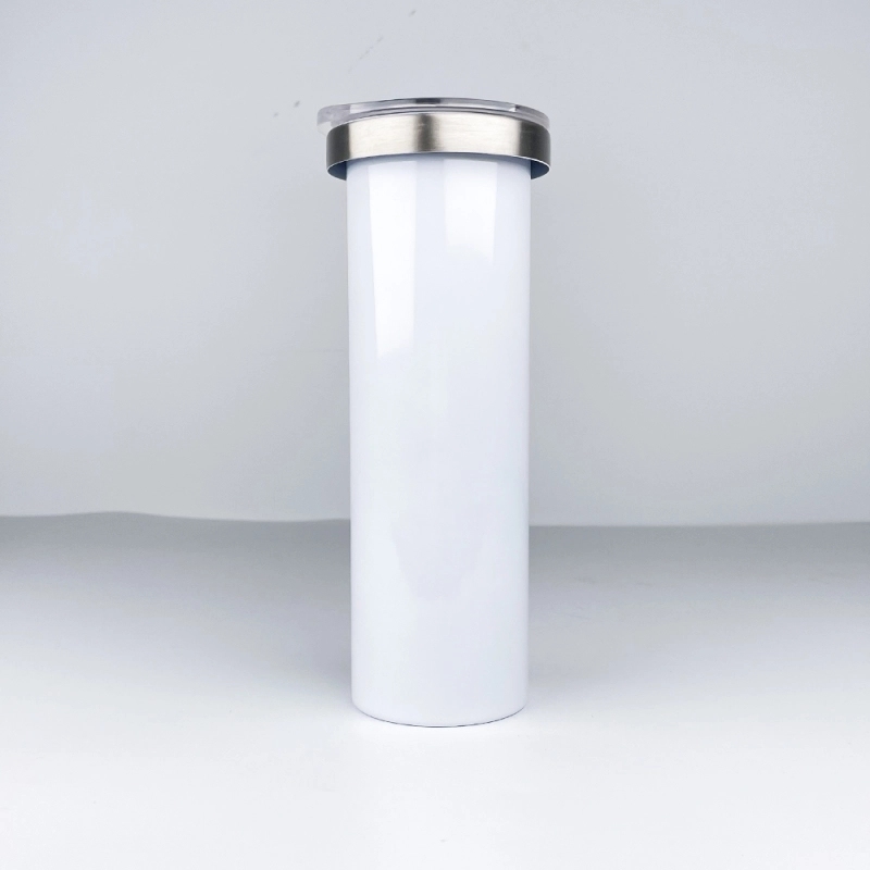 25 Pack USA Warehouse 20oz Sublimation Blanks Pre Drilled Double Wall Metal Snow Globe Tumblers Plastic Outside White Stainless Steel Inside