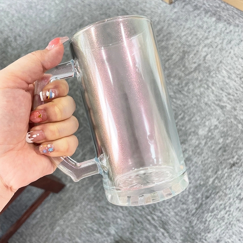 24 Pack USA Warehouse 16oz Blank Sublimation Iridescent Mix Colors Glass Beer Mug With Handle