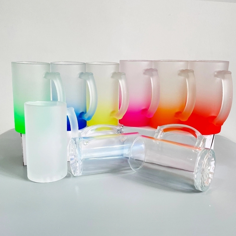 24 Pack USA Warehouse 16oz Blank Sublimation Iridescent Mix Colors Glass Beer Mug With Handle