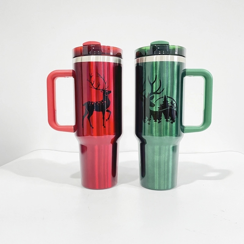 20 Pack USA Warehouse H2.0 40oz Blank Sublimation Christmas Green Red Color Tumblers 40 oz Stainless Steel Cup