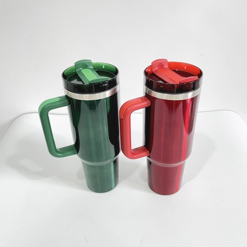 20 Pack USA Warehouse H2.0 40oz Blank Sublimation Christmas Green Red Color Tumblers 40 oz Stainless Steel Cup