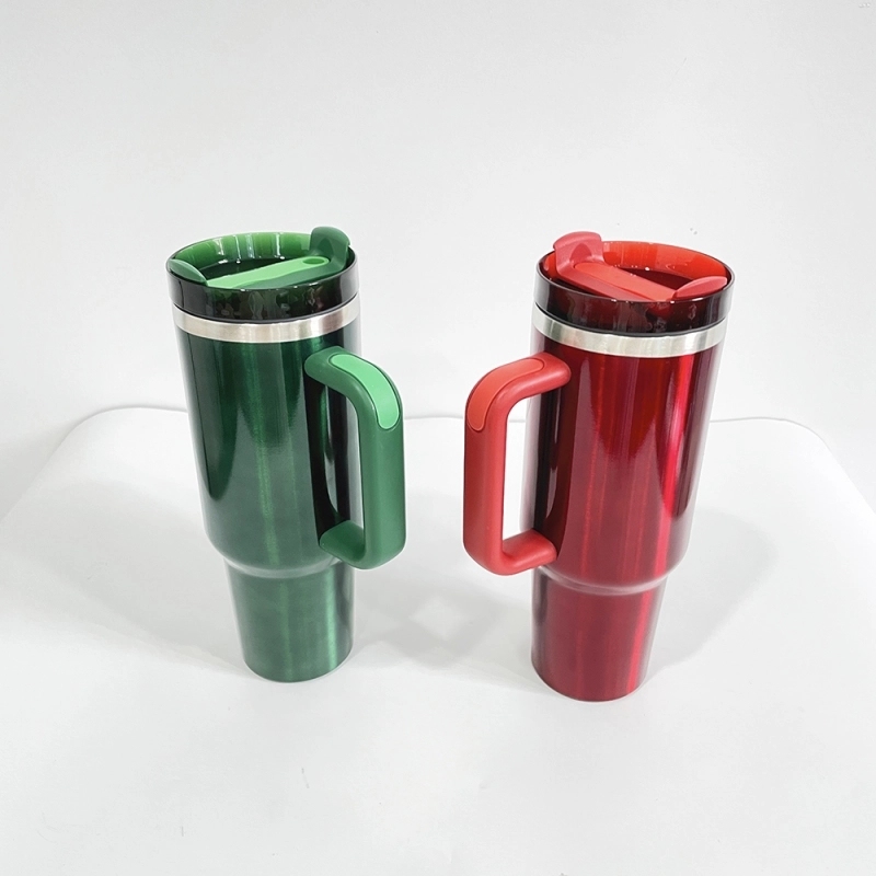 20 Pack USA Warehouse H2.0 40oz Blank Sublimation Christmas Green Red Color Tumblers 40 oz Stainless Steel Cup