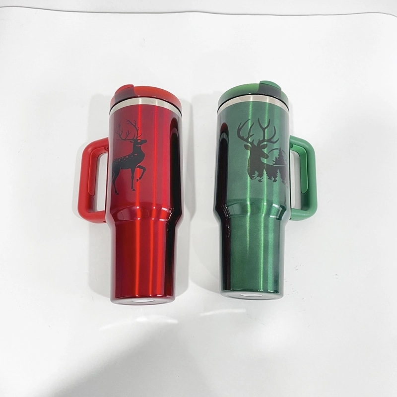 20 Pack USA Warehouse H2.0 40oz Blank Sublimation Christmas Green Red Color Tumblers 40 oz Stainless Steel Cup