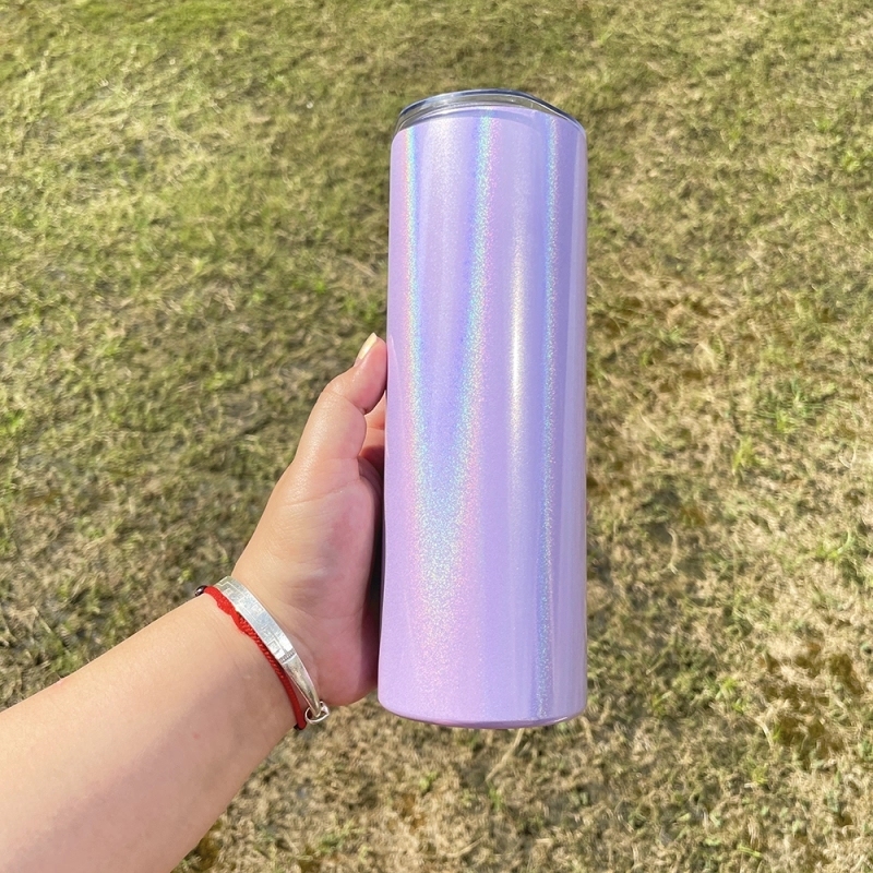 25 Pack USA Warehouse 20oz Shimmer Sublimation Straight Tumbler Macaron Colors Skinny Tumblers With Colored PP straw