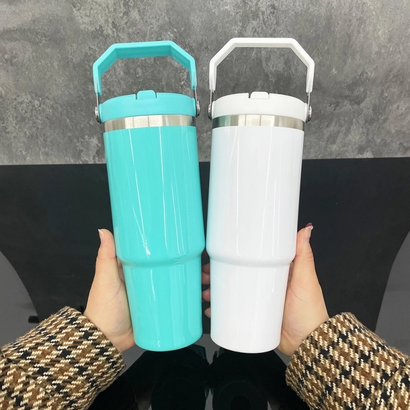 25 Pack USA Warehouse 30oz Stanley Style Glossy Macaron Colors Flip Straw School Tumbler