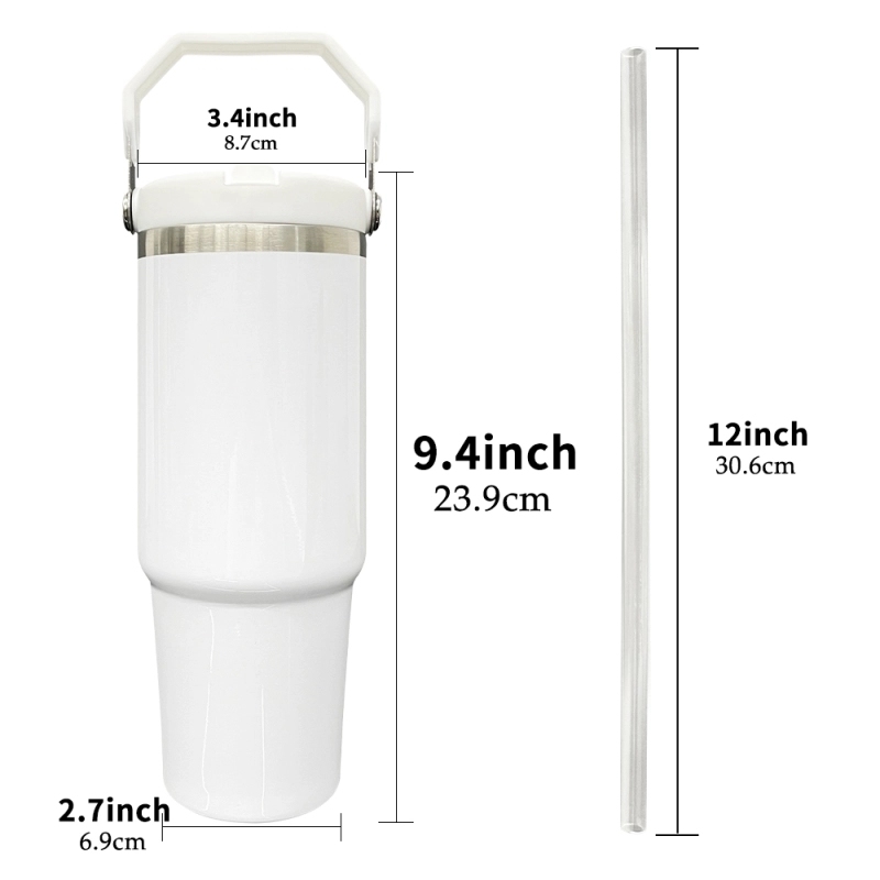 25 Pack USA Warehouse 30oz Stanley Style Glossy Macaron Colors Flip Straw School Tumbler