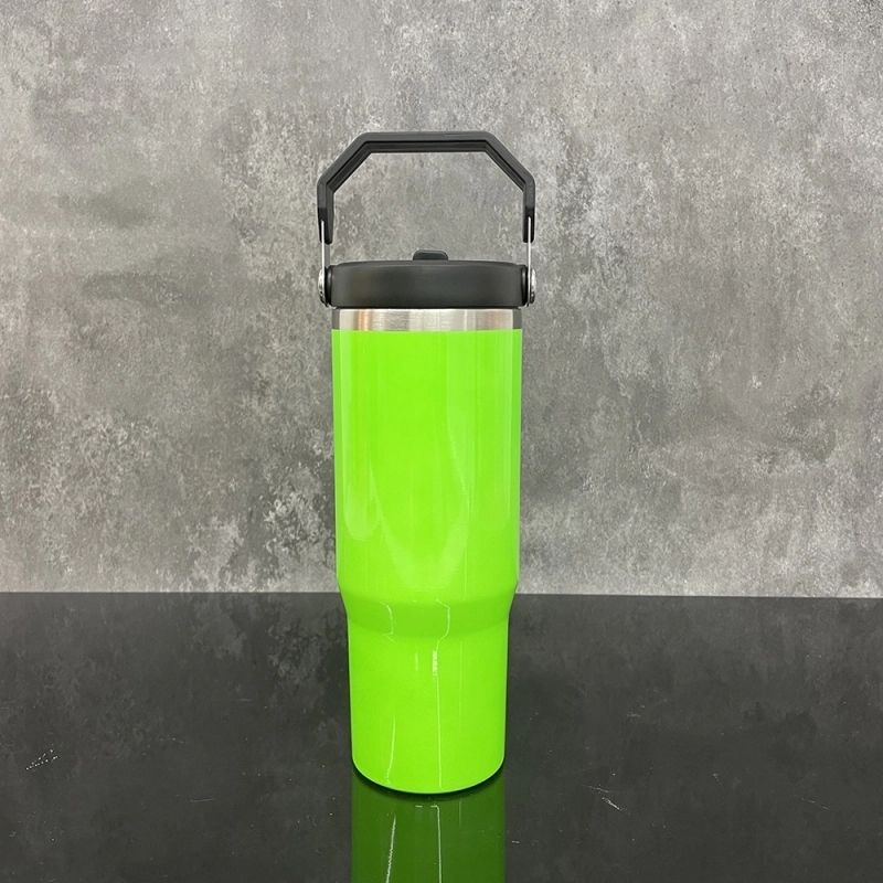 20 Pack USA Warehouse Neon Colors 30oz Fip Straw Water Bottles Blank Sublimation Kids Tumblers for Laser Engraving