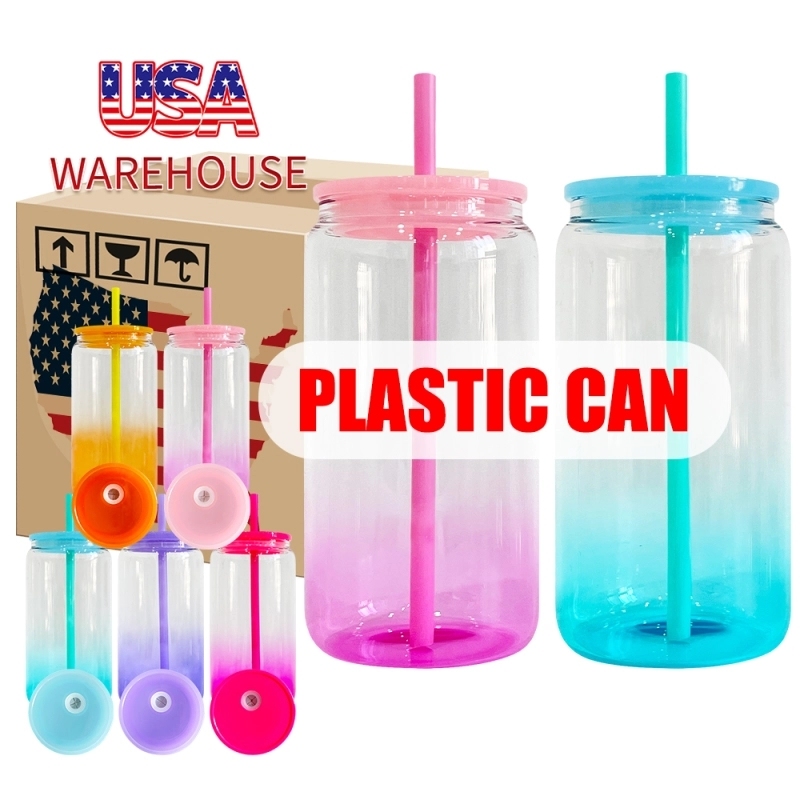 50 Pack USA Warehouse 16oz Ombre Jelly Platic Acrylic Can for UV DTF Wraps and Vinyl