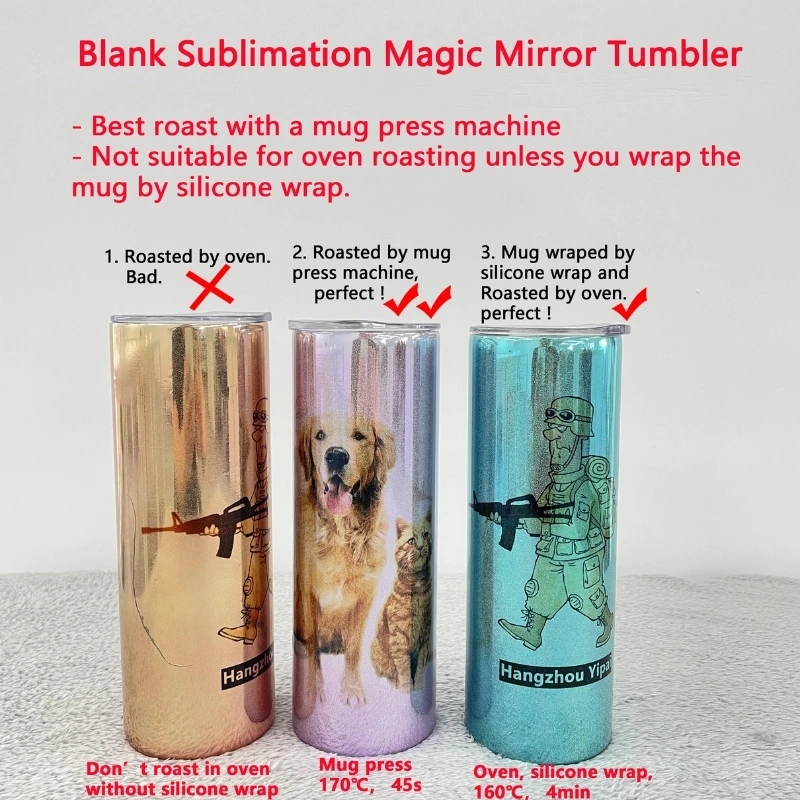 25 Pack USA Warehouse 20oz Magic Mirror Sublimation Straight Tumblers