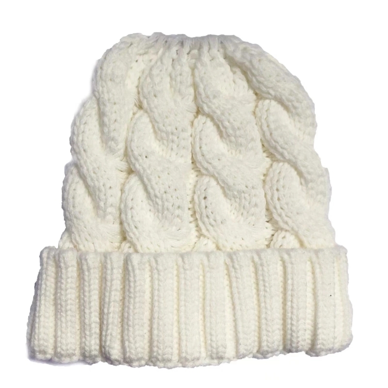 Winter Chunky Warm Cable Knit Pony Tail Hats With Ponytail Hole Top Shipped By Air