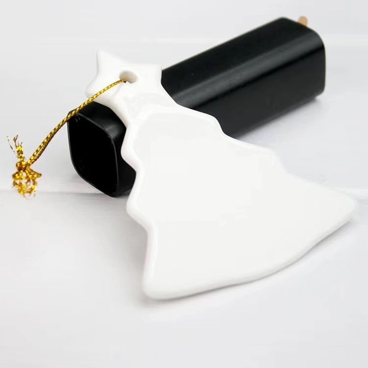 3 inch White Sublimation Ceramic Material Santa Ornaments Different Shapes Shipped From China By Air