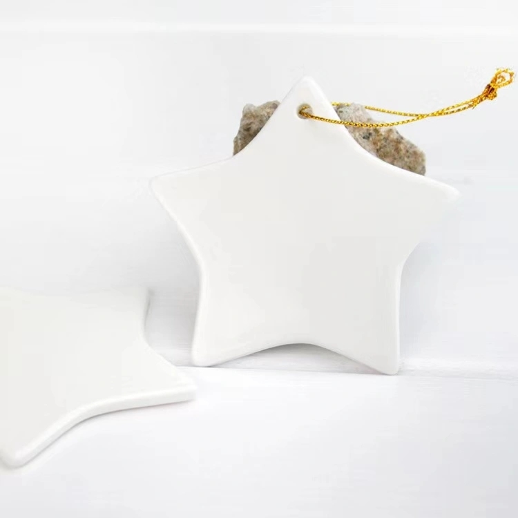 3 inch White Sublimation Ceramic Material Santa Ornaments Different Shapes Shipped From China By Air
