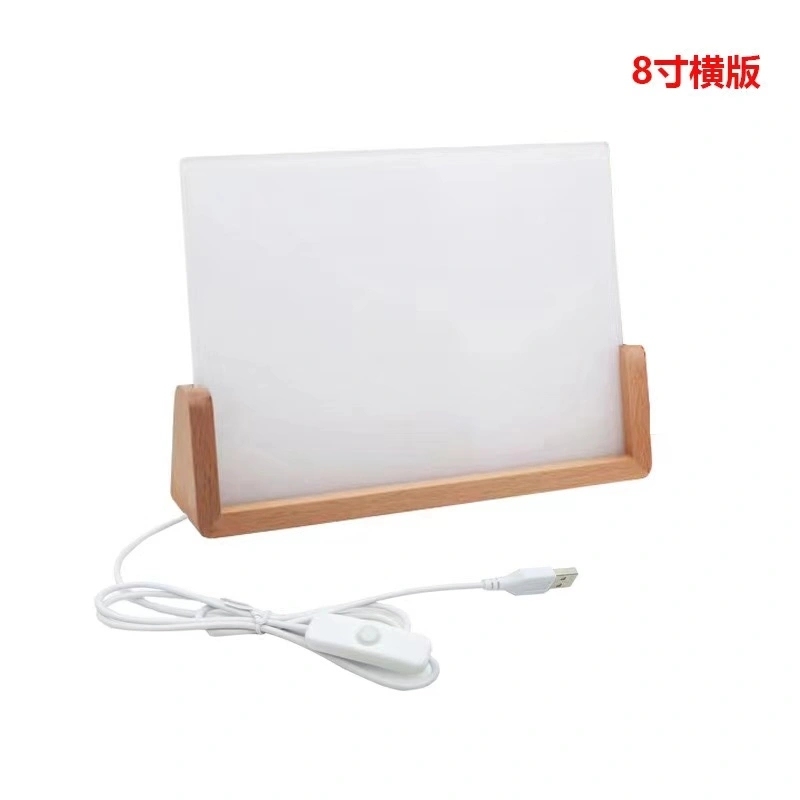 New 8inch Sublimation Acrylic Picture Frame With U-shaped Wooden Base