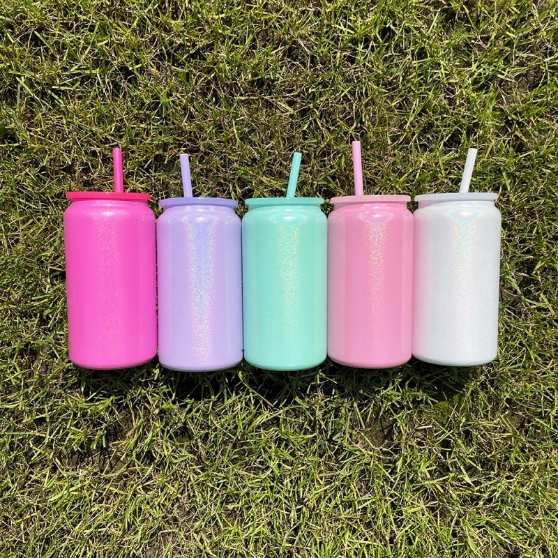 25 Pack USA Warehouse 16oz Vacuum Insulated Shimmer Stainless Steel Can for Sublimation