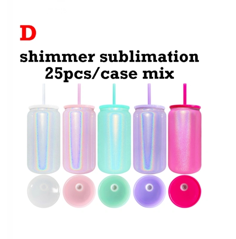25 Pack USA Warehouse 16oz Vacuum Insulated Shimmer Stainless Steel Can for Sublimation