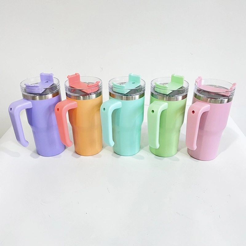 25 Pack USA Warehouse Macaron 20oz Kids Students Tumbler with Plastic Handle for Sublimation